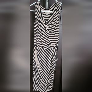 Anthropologie Bordeaux Striped Ruched Dress Size M